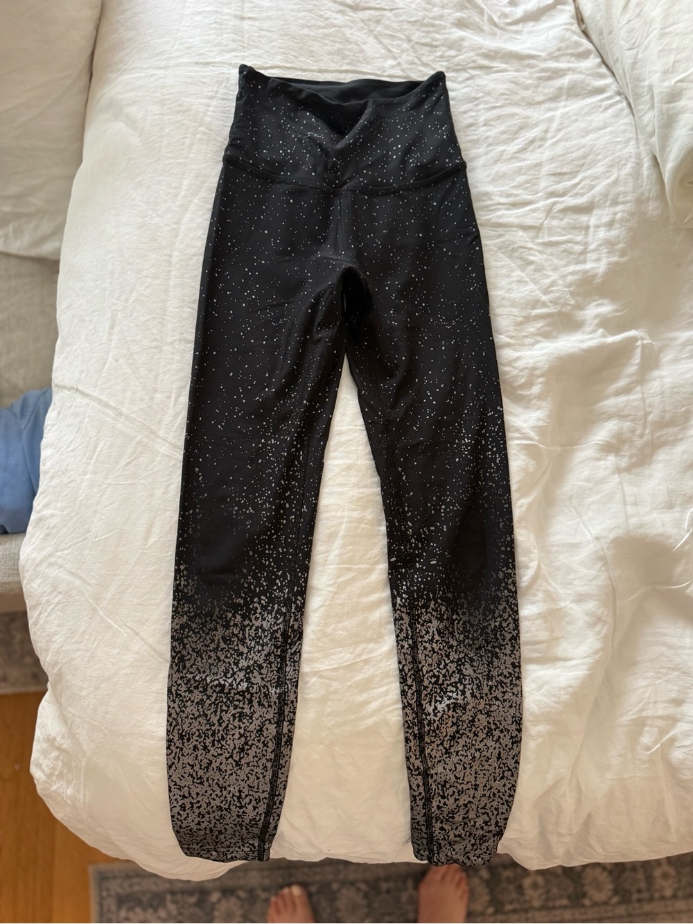 Beyond Yoga Black Leggings with Silver Sparkle Gradient